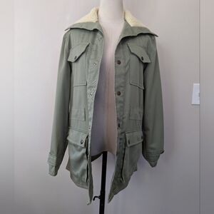 Vintage 70s Jantzen Sherpa‎ Collar Green Chore Cargo Coat